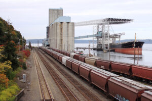 train ship grain silos for export trade in grain