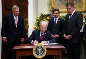 President Biden, signing railroad legislation