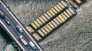 cargo transport on Thames river London
