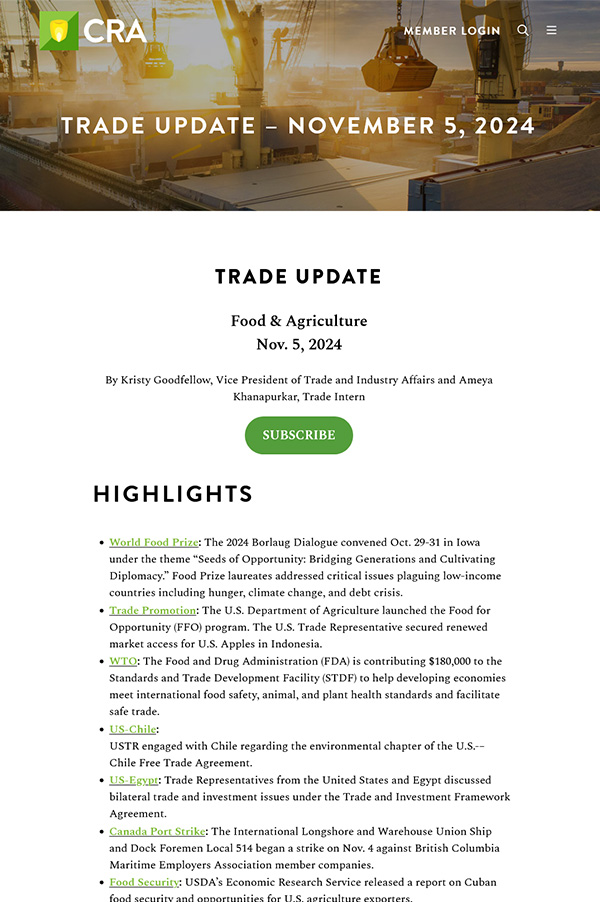 November 5, 2024 Trade Update issue