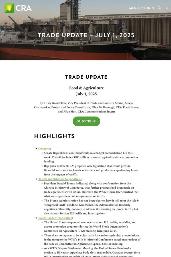 Trade Update July 1, 2025 edition